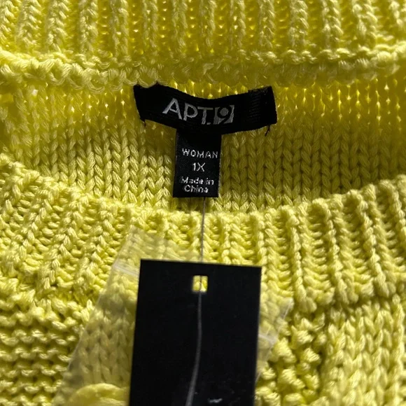 APT 9 bright limeade cable pullover sweater, size 1X, Acrylic (NWT) - Picture 3 of 7